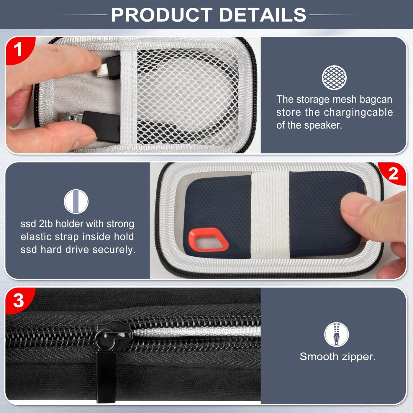 SSD external hard drive case - 1TB 2TB 4TB 500GB 250GB