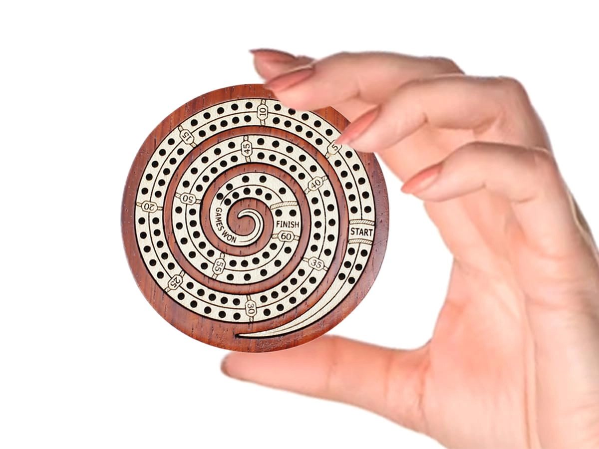 Cribbage Board - 2 Track 60 Points Bloodwood / Maple Wood