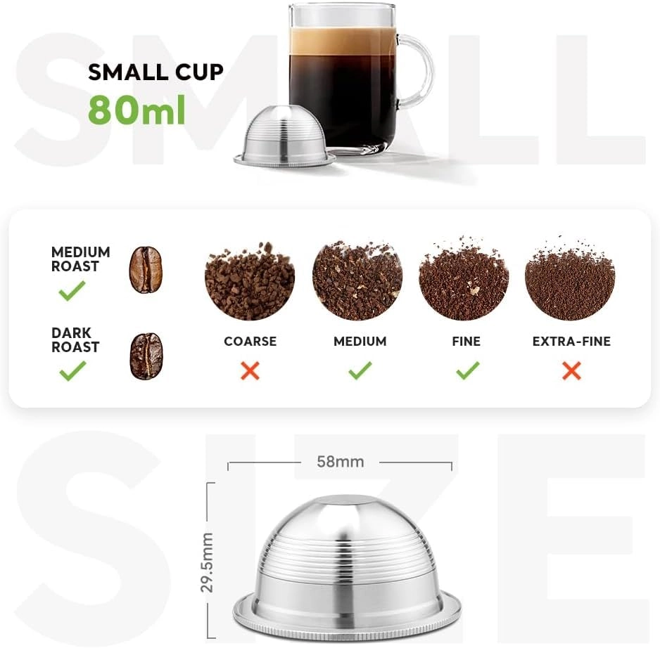 Stainless Steel Reusable Capsule - 70ml + Plastic Nespresso Capsule Shell - 150ml