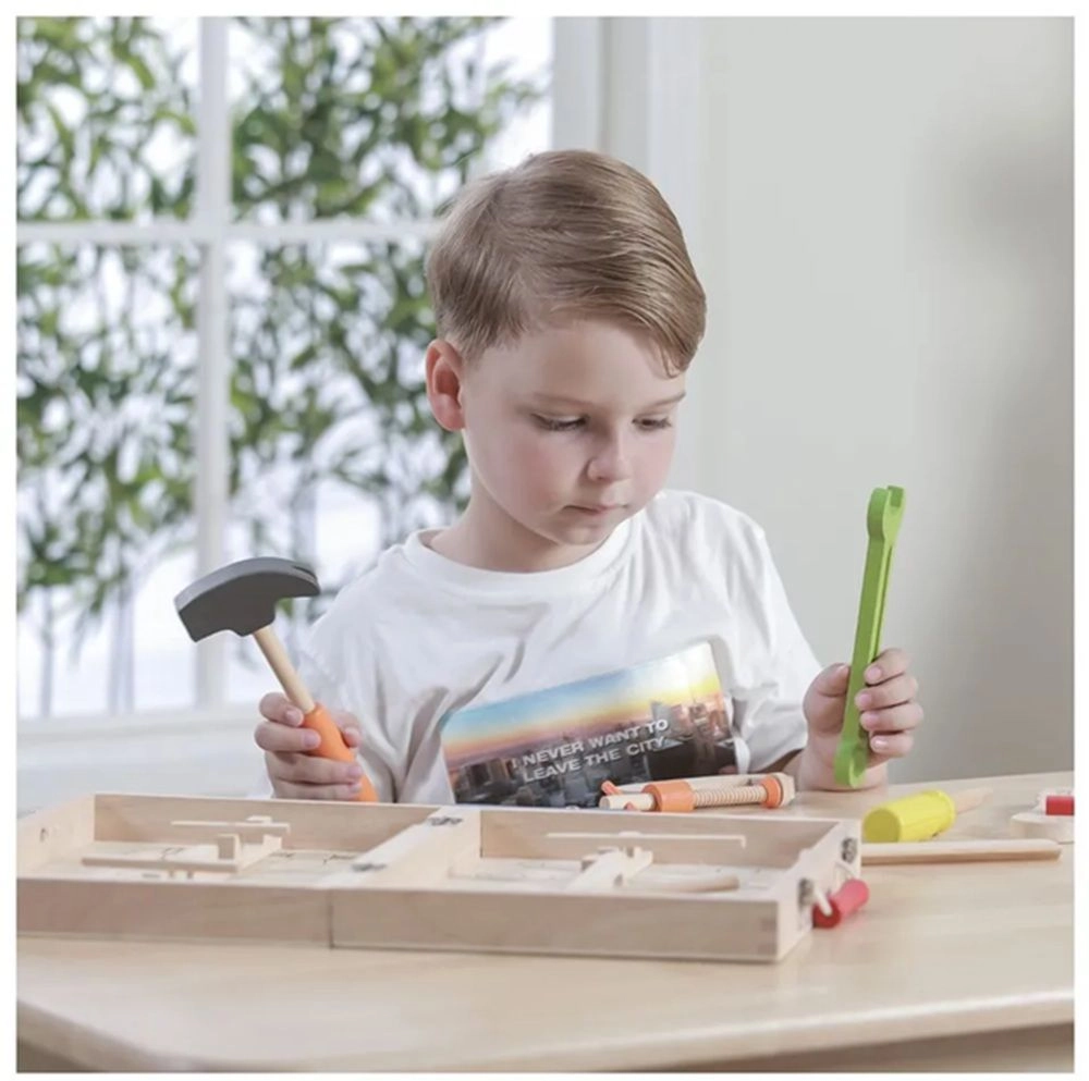 Wooden Tool Box - 3 years+ 10 pieces