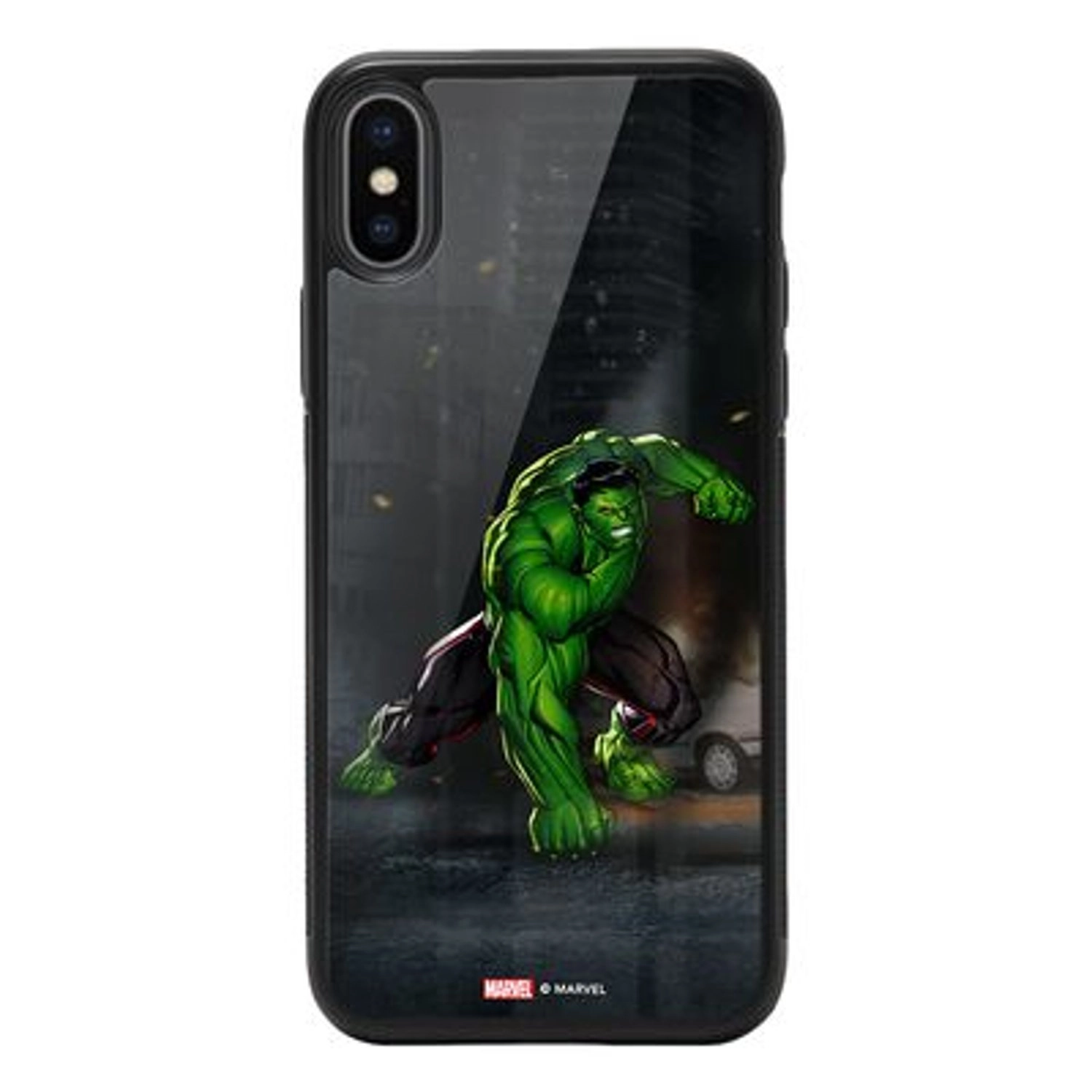 Wackylicious Hulk Smash iPhone XS Cover - TPU Bumper Case + Tempered Glass Back Back Case for iPhone Xs