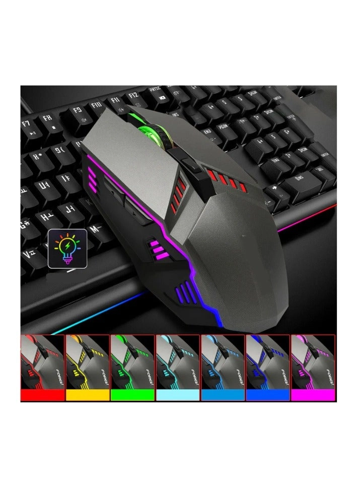 Mechanical Gaming Keyboard - RGB Backlit + Gaming Mouse - High-Precision Wired