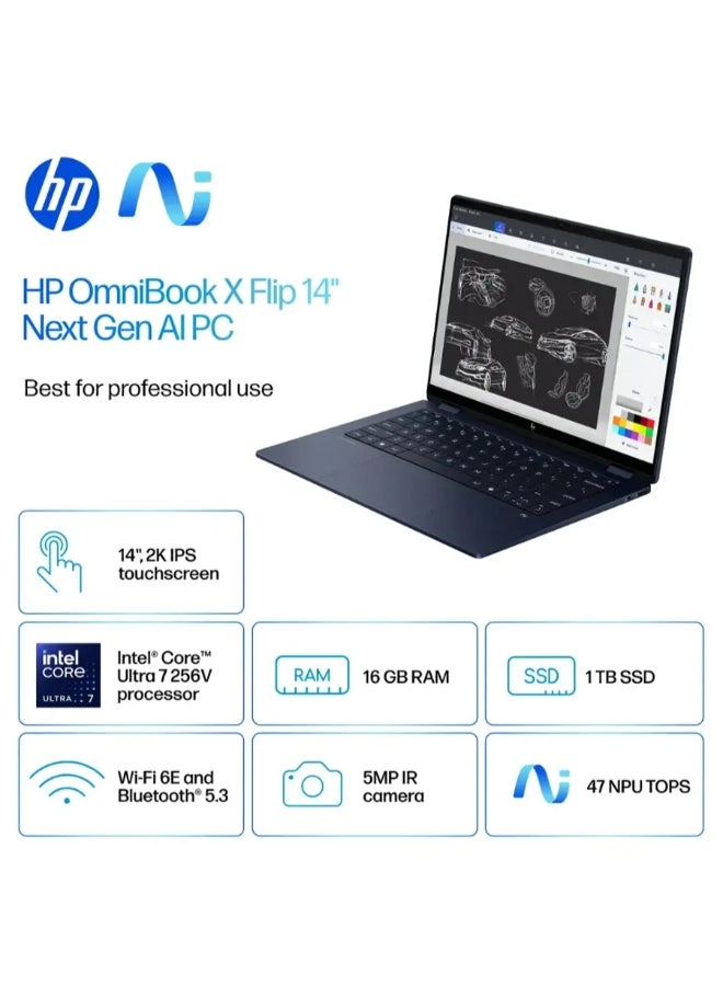 OmniBook X Flip 14-fm0023dx - 14'' Core Ultra 7 155U 16GB DDR5 1TB SSD