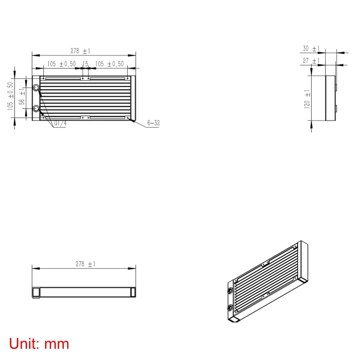 Water Cooling Radiator - 240mm 12 Pipe