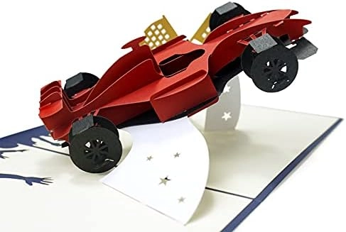 MZA STORES Race Car Pop Up Card - Formula 1 Blank Envelope