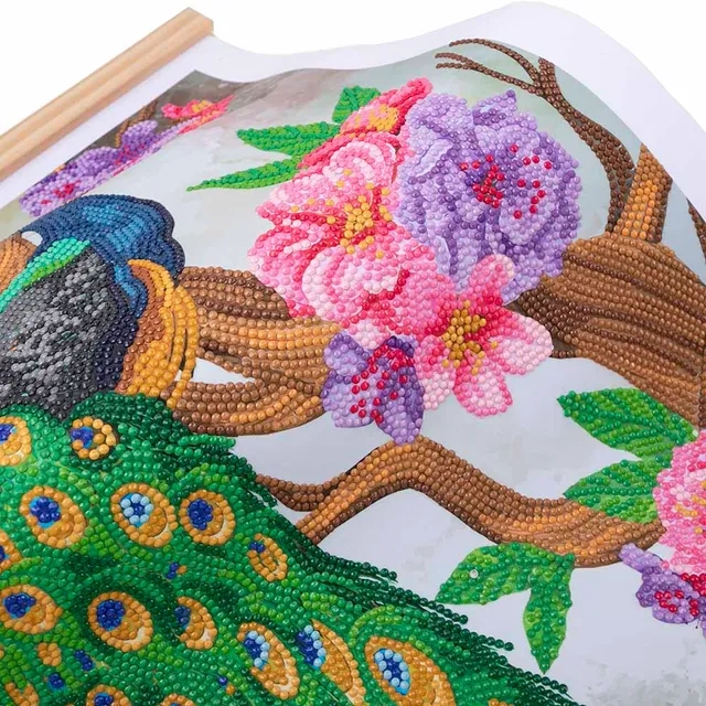 Crystal Art Scroll - Peacock Peony
