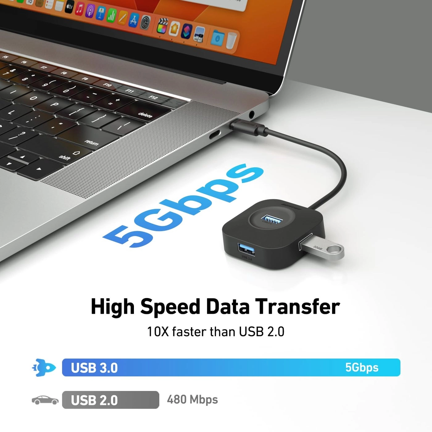 USB 3.0 Hub - 4 Ports USB A Ultra Compact