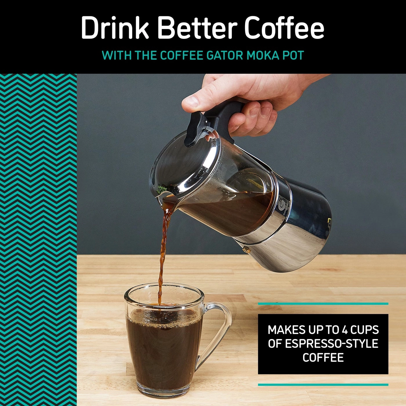 Moka Pot - Stovetop Glass & Stainless Steel