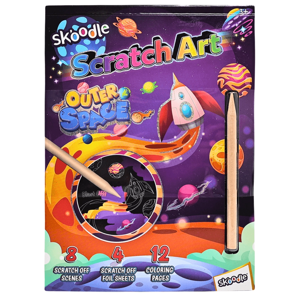 SKOODLE Scratch Art With Scraper Set - Outer Space 3+ years