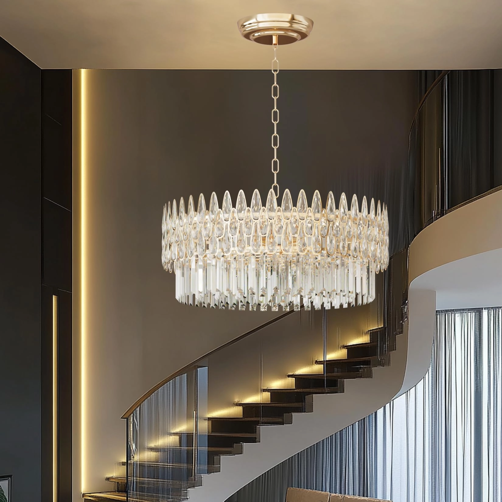 Round Crystal Chandelier - 6000K 4000K 3000K