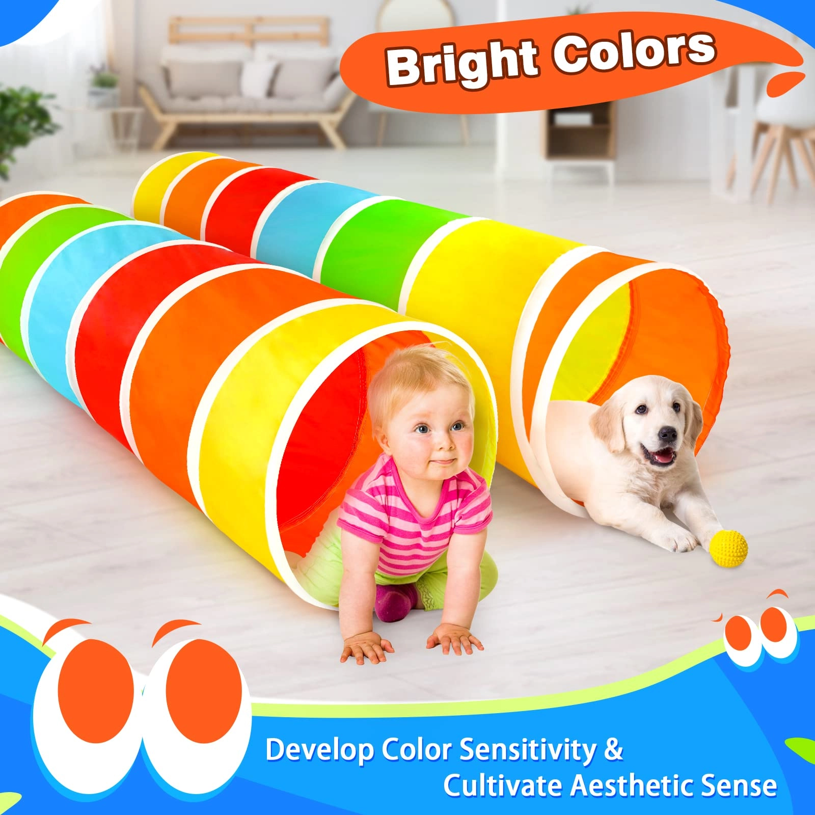 Kids Play Tunnel - Colorful Pop Up Rainbow