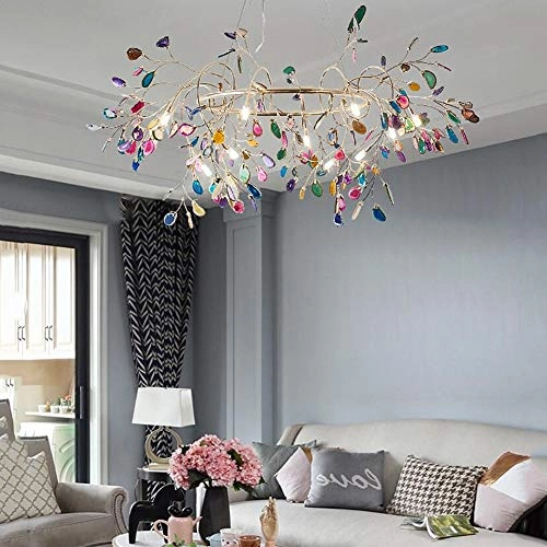 Nordic Branch Agate Chandelier - 9 heads Plated gold