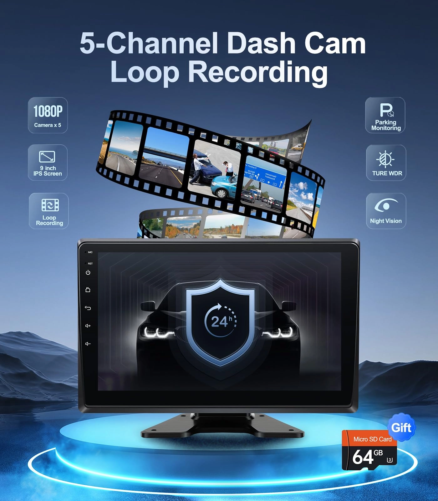 5-Channel 1080P Backup Camera - wired