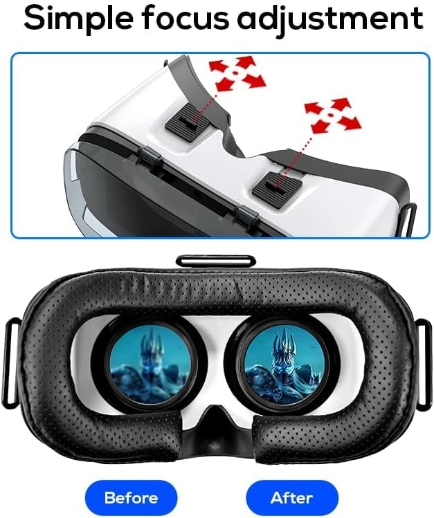 VR Headset - 4.5-6.3in Anti-Blue HD Lenses + Controller