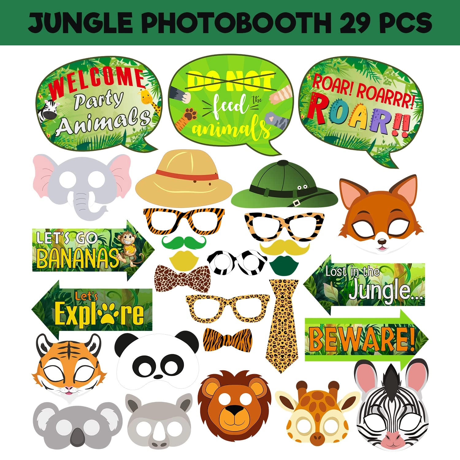 Photo Booth Props - 29pcs Birthday