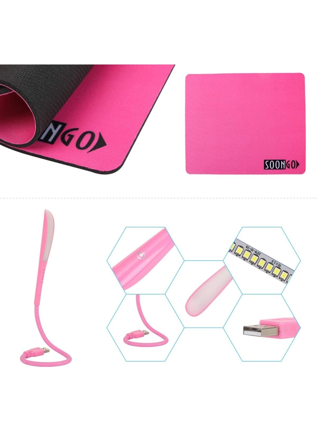 Mini Mouse Pad + Kids Mouse + USB LED Light