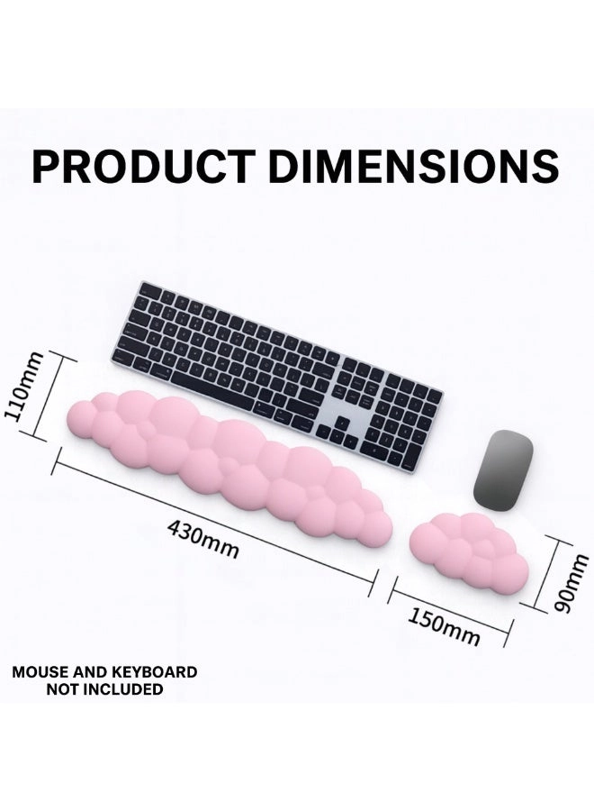 Keyboard Wrist Rest - Memory Foam + Mouse Wrist Rest - Non-slip PU leather base