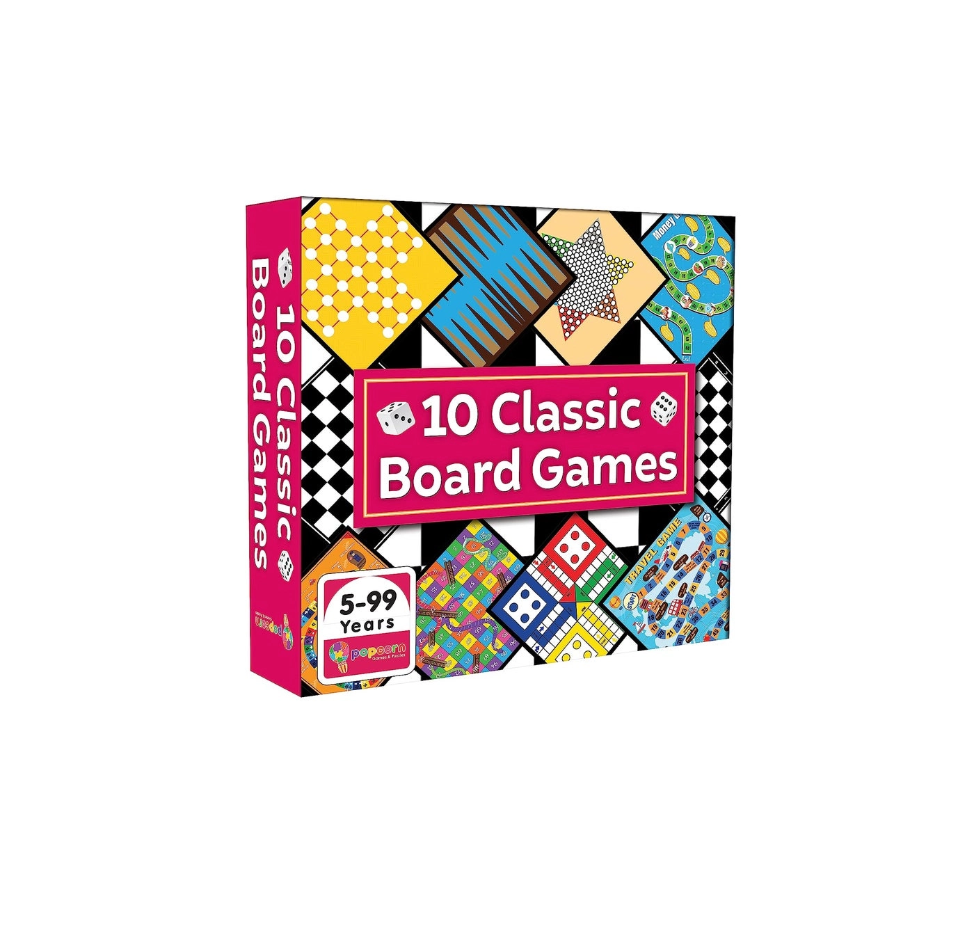 Popcorn Games & Puzzles Classic Board Games - 10 in 1