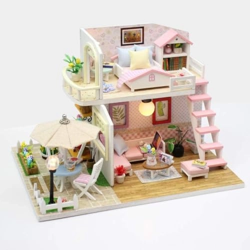 Miniature Dollhouse - Pink LED Lights