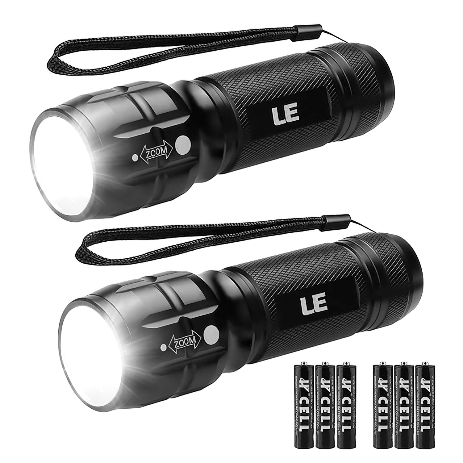 LED Flashlight - 140lm Waterproof Adjustable Focus 2 Pack