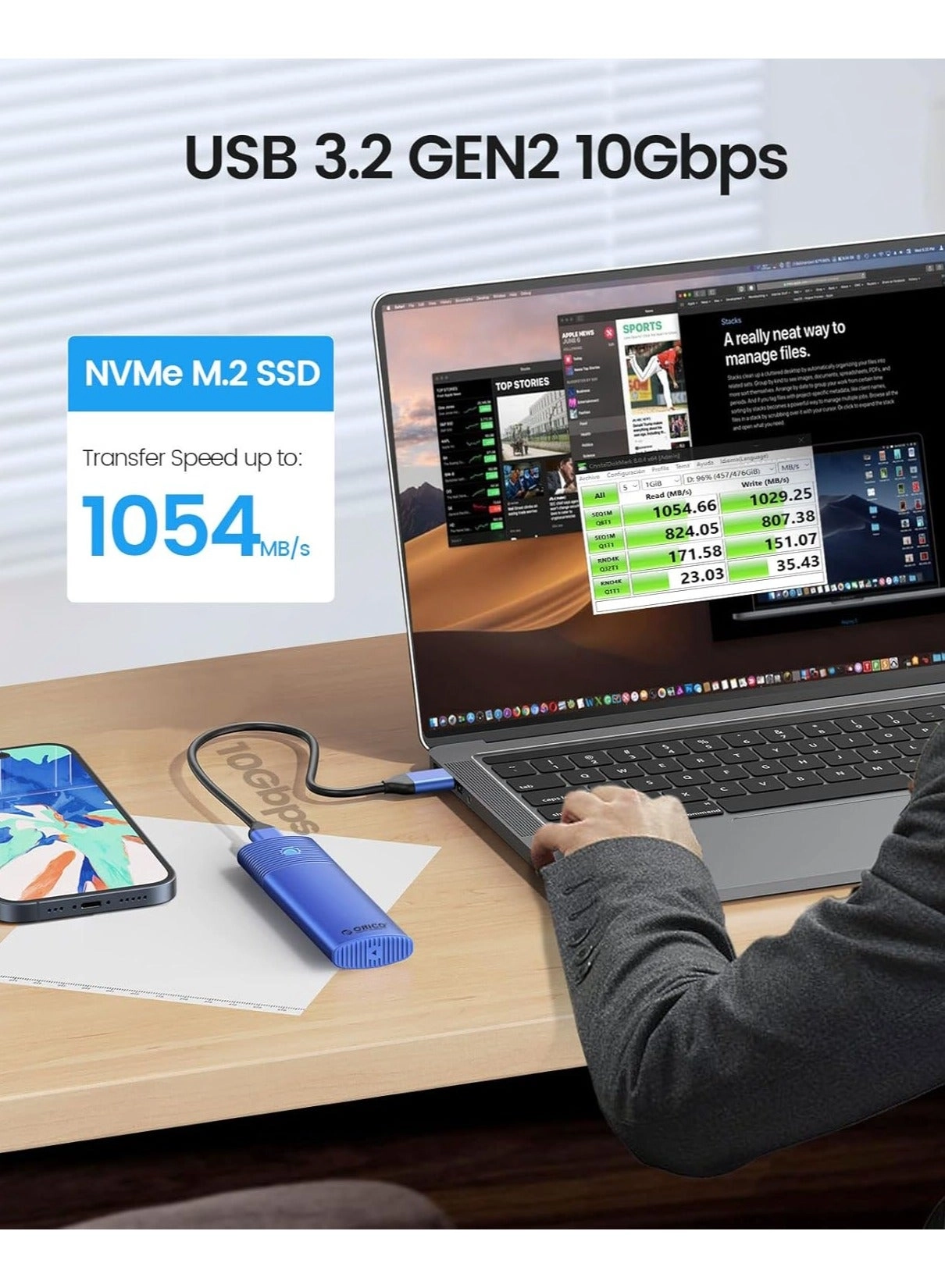 M.2 NGFF NVMe Enclosure - USB 3.2 Type C 10Gbps