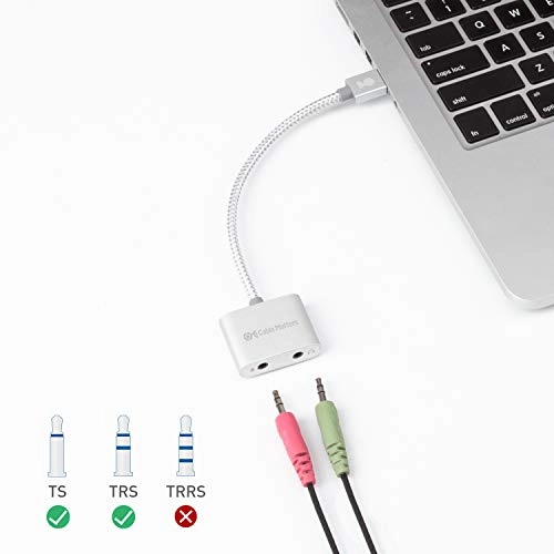 USB Audio Adapter for Laptop - 3.5mm Headphone Microphone Jack