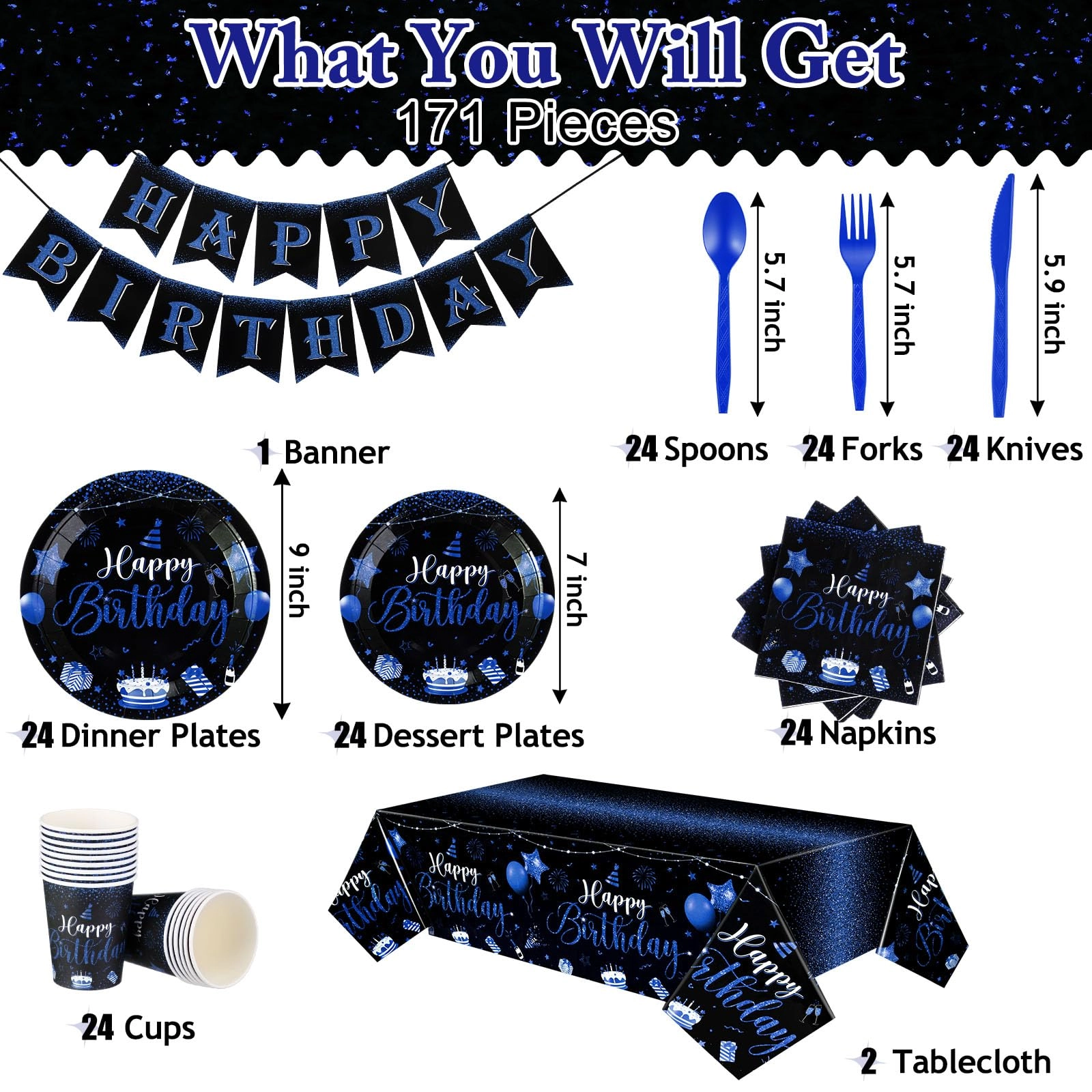 171 Pcs Happy Birthday Party Supplies