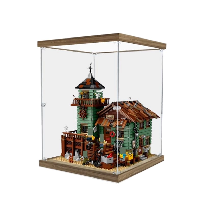 HCAEIOFJ Acrylic Display Case - 11.81x11.81x15.74in. Wood Bottom+top Light