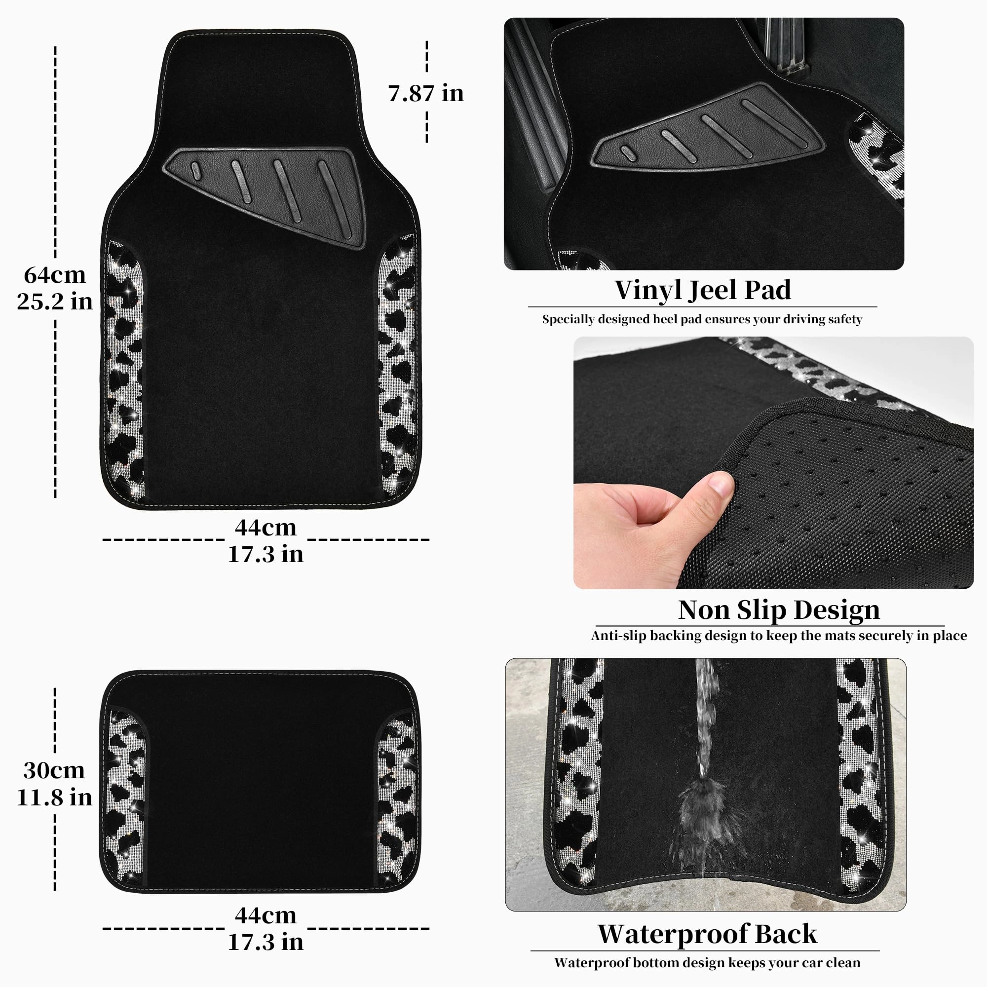 Bling Diamond Car Mats - 4.0 Count Universal Fit