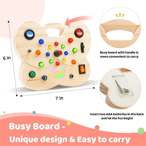 Montessori Toddler Busy Board - Butterfly 15 LED 3-4 years+