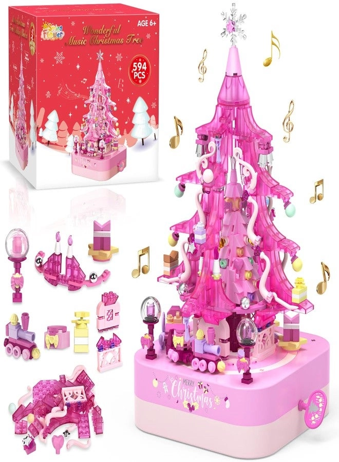 spring flower Christmas Tree Building Block Set - 594 pcs
