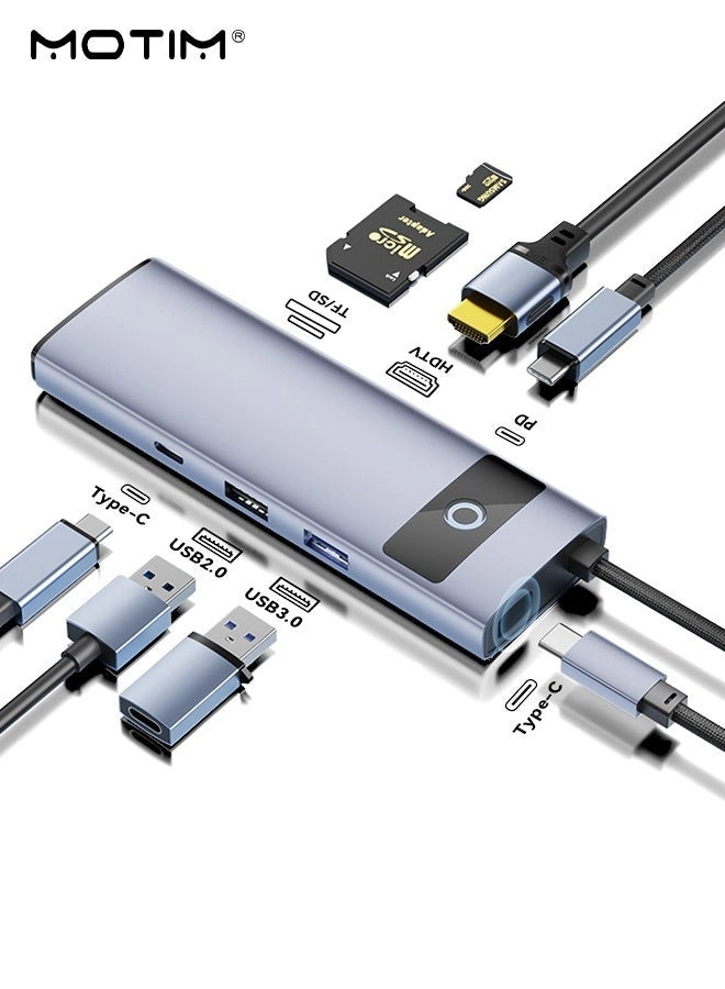 MOTIM 7-in-1 USB-C Hub Dock - USB 3.0 5Gbps 100W PD 4K@30Hz