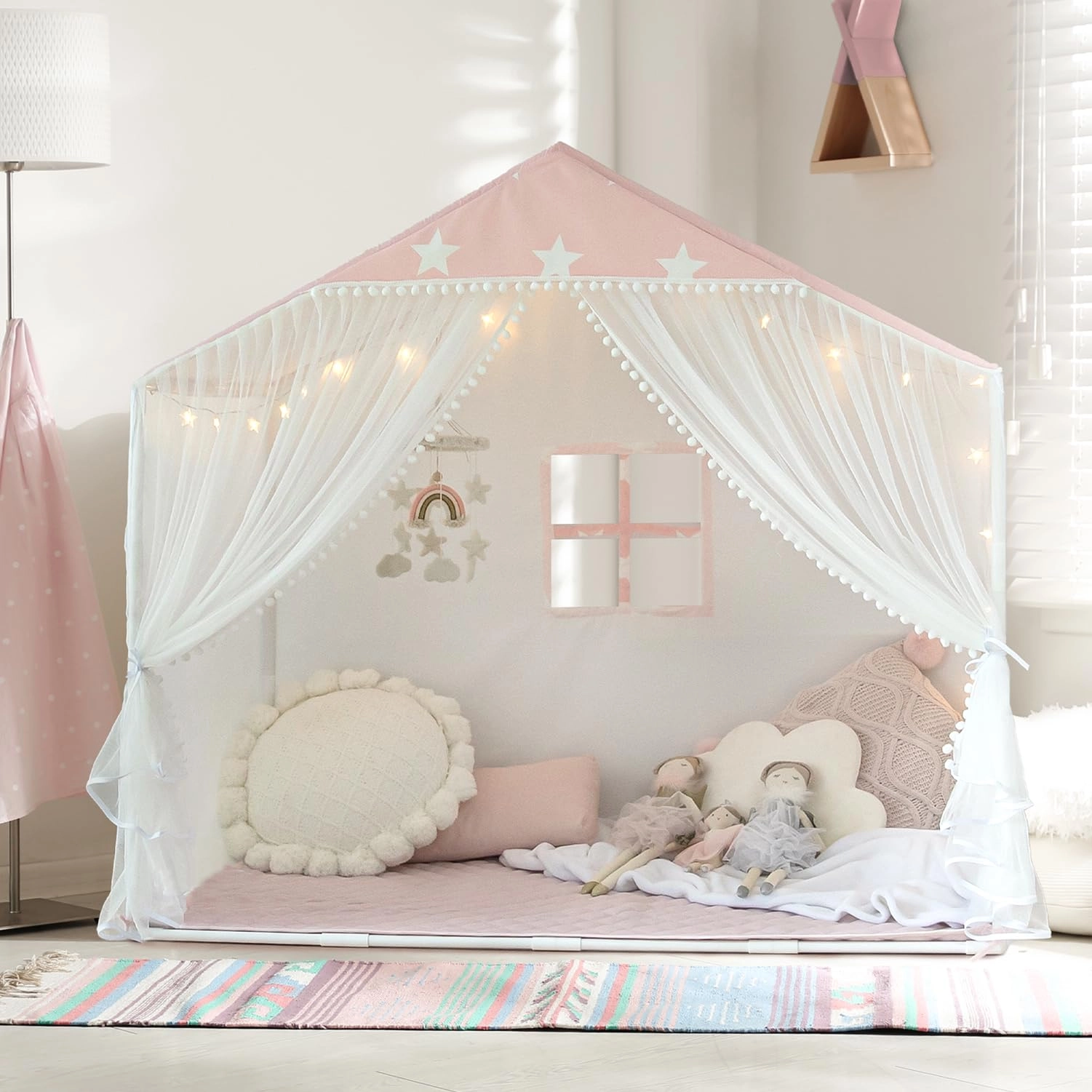 Kids Play Tent - 35.5 inches (W) x 57 inches (L) x 53 inches (H) Pink