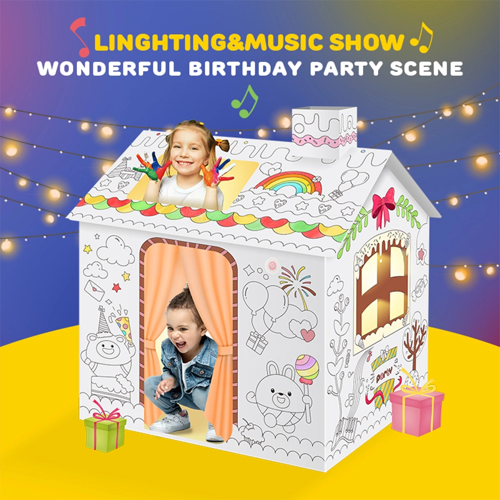 DIY Doodle Colouring Kit - Happy Birthday House - 6 vibrant sketch pens