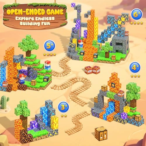 Magnetic Building Blocks - 100 pcs Forest & Mining