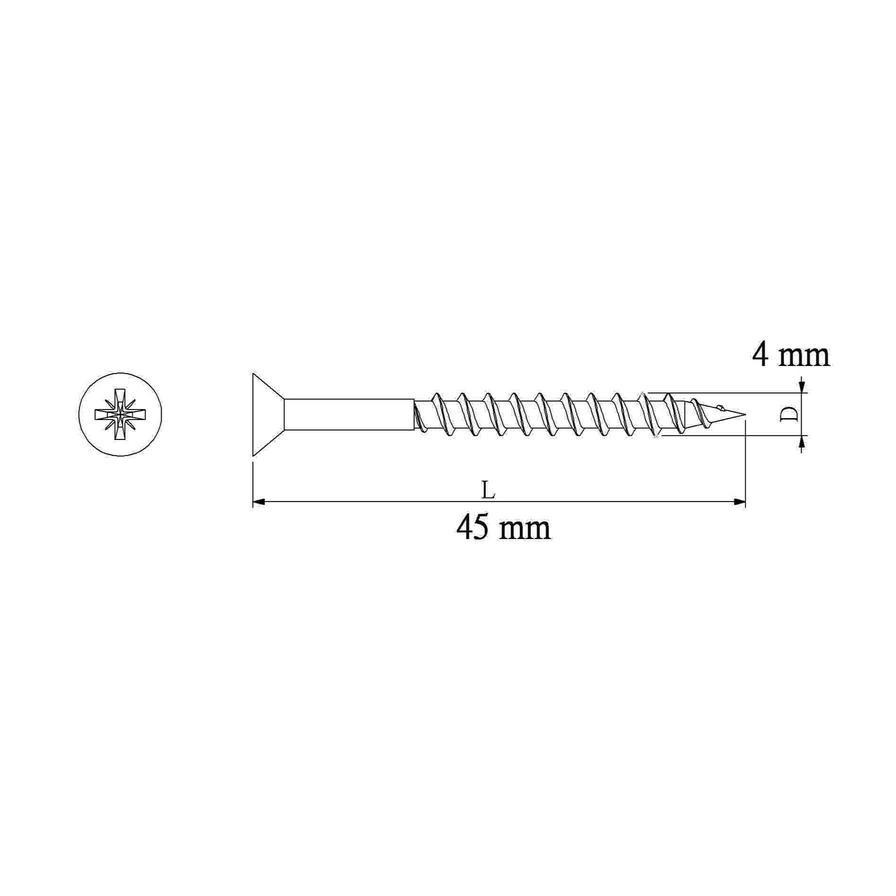 Carbon Steel Furniture Screw Pack 4mm 45mm