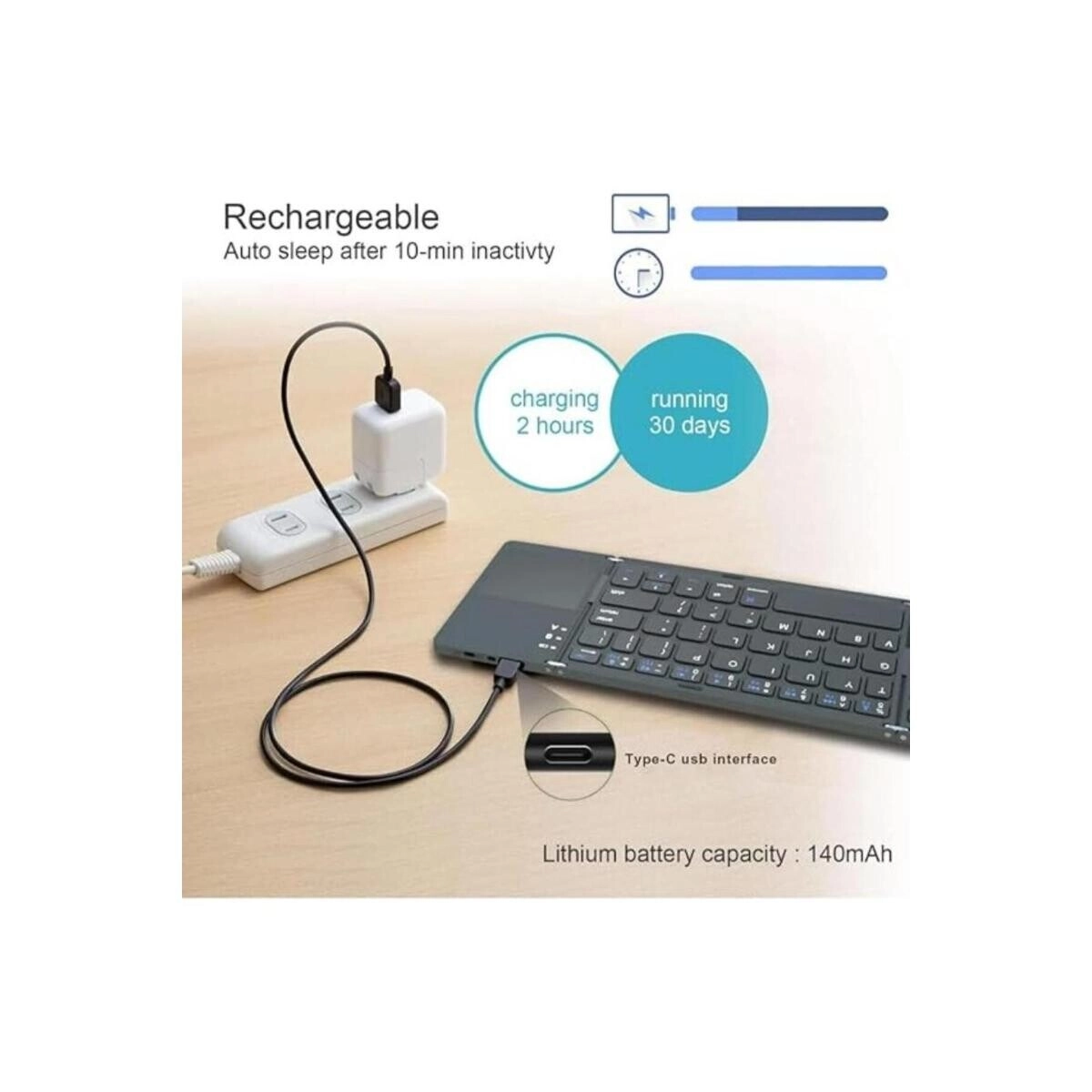 Foldable full-size Bluetooth keyboard - Wireless
