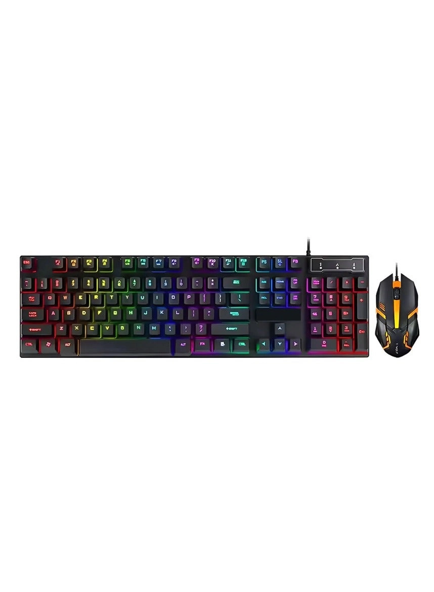 Mechanical Gaming Keyboard - RGB Backlit + Gaming Mouse - High-Precision Wired