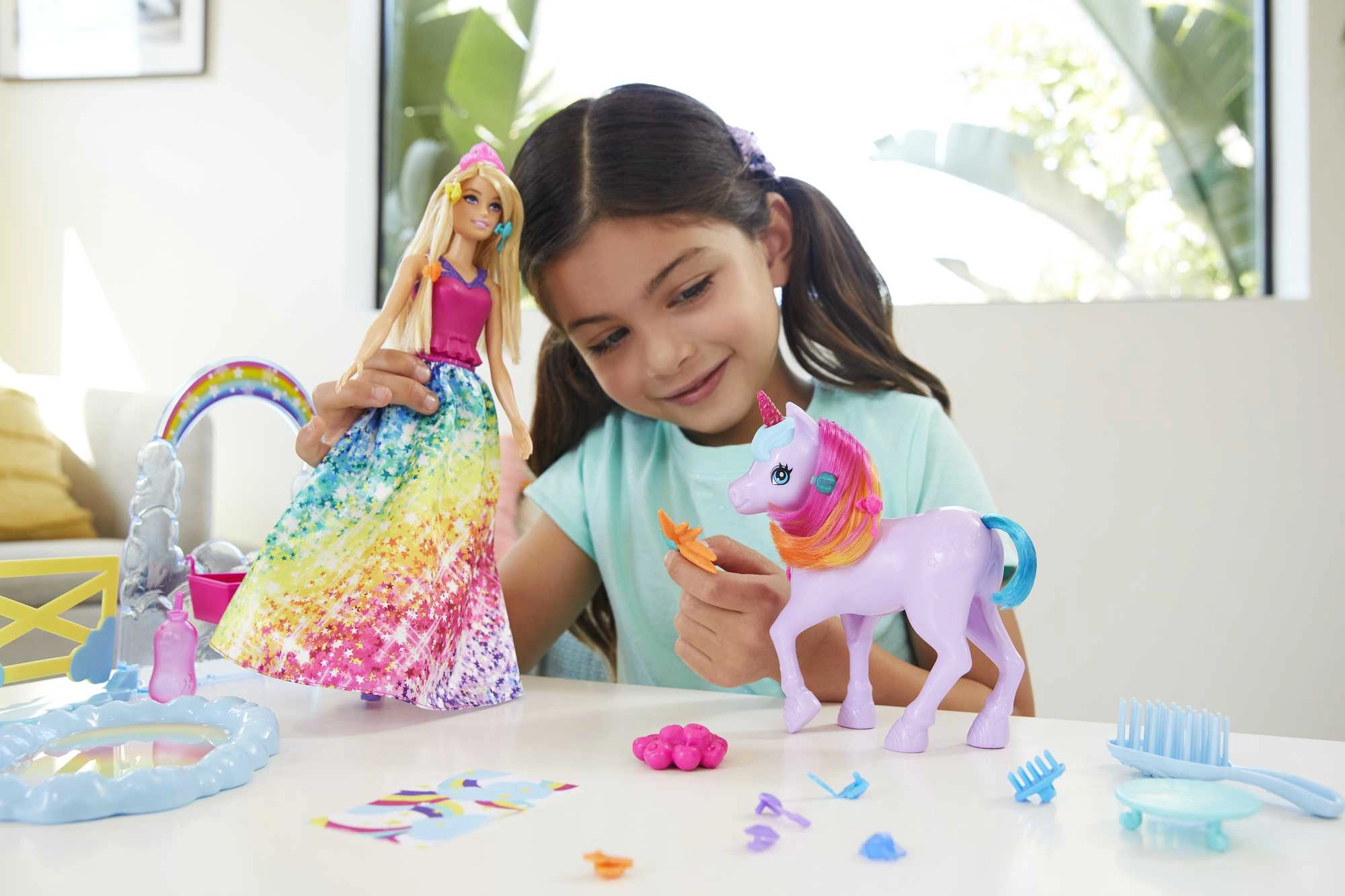 Barbie Dreamtopia Magical Lights Unicorn - Rainbow Mane Lights & Sounds Ages 3+