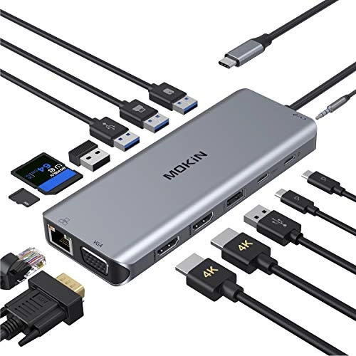 MOKiN USB-C Docking Station - 14 in 1 Dual Monitor