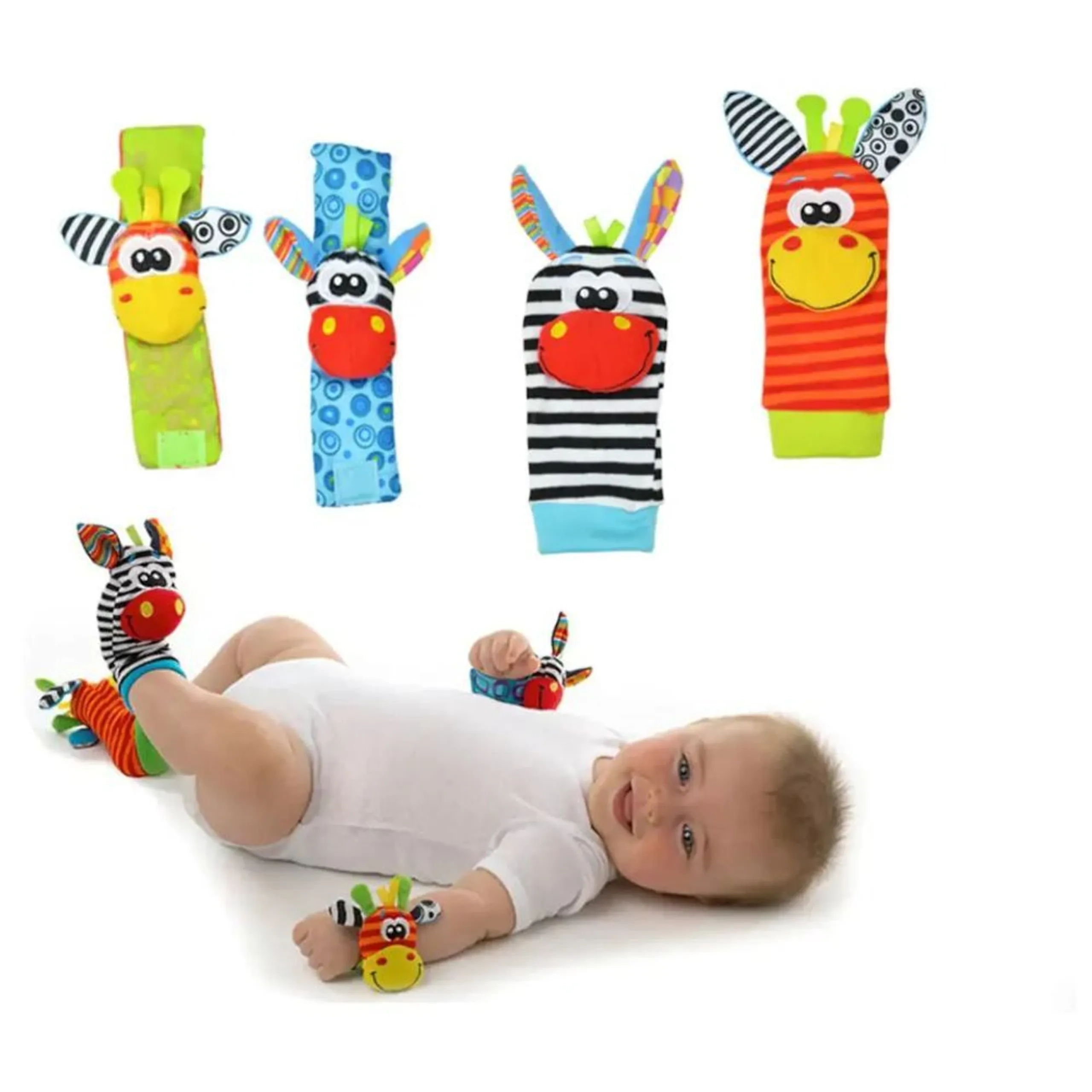 Personalized Wrist Rattle And Foot Finder - Suitable for 0 month & above Fox And Deer