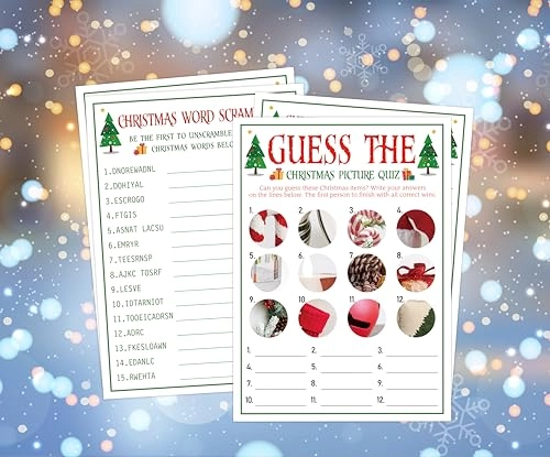 Christmas Word Scramble and Picture Quiz - 30 pieces