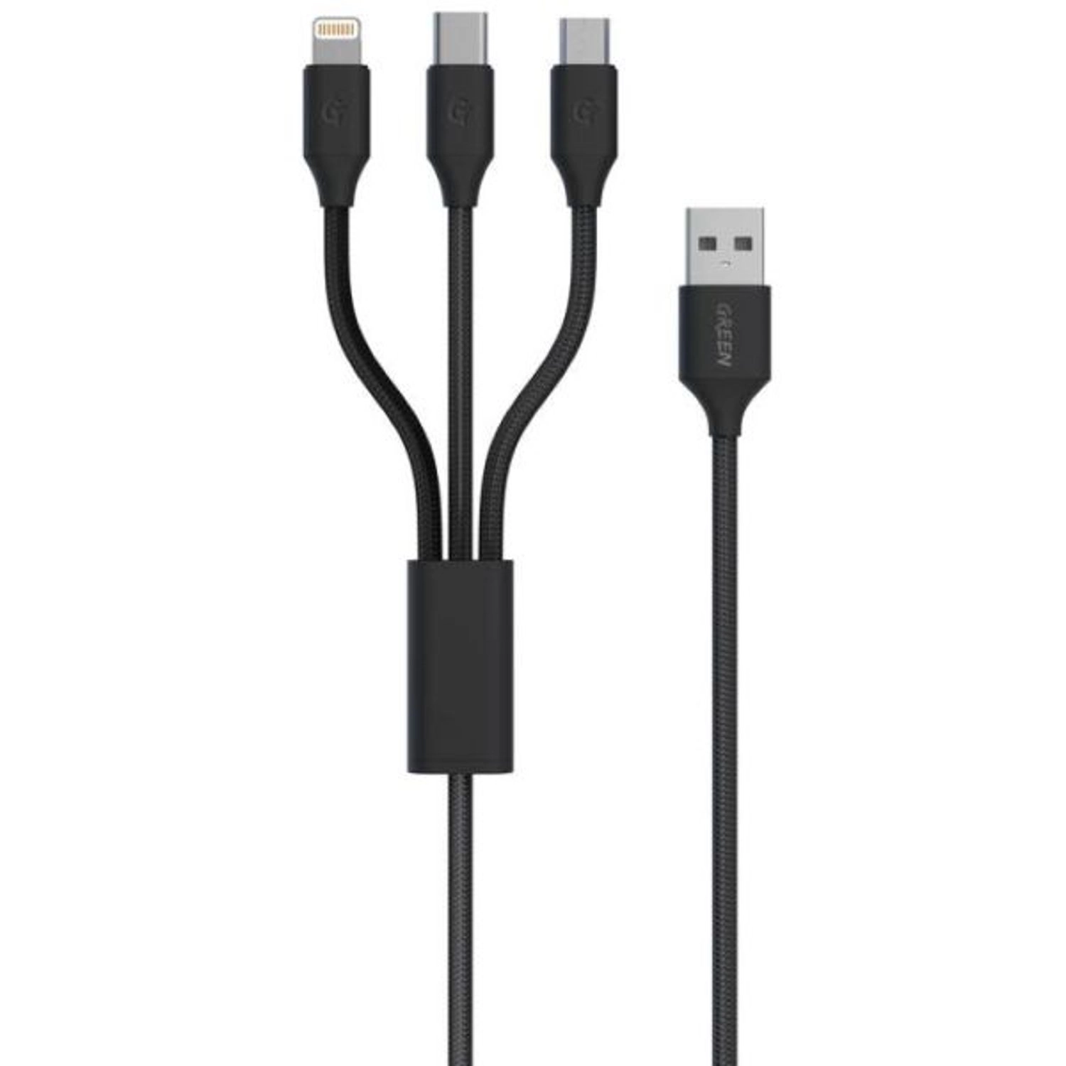 3-in-1 Cable 60W USB-A to USB-C 1.2m Braided