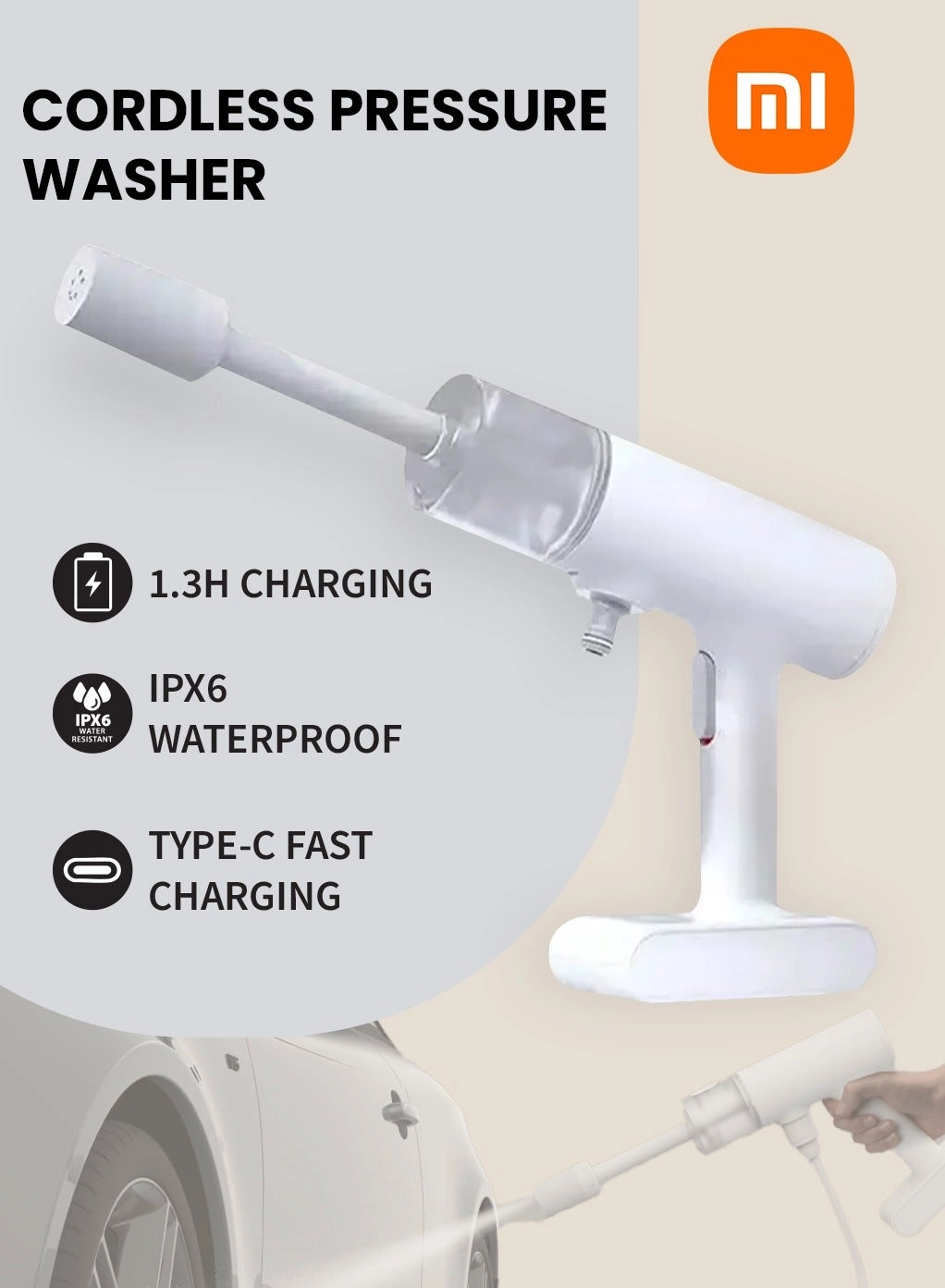 Xiaomi MJXCJ001QW - Cordless High-Pressure Car Washer 18V 2000mAh White