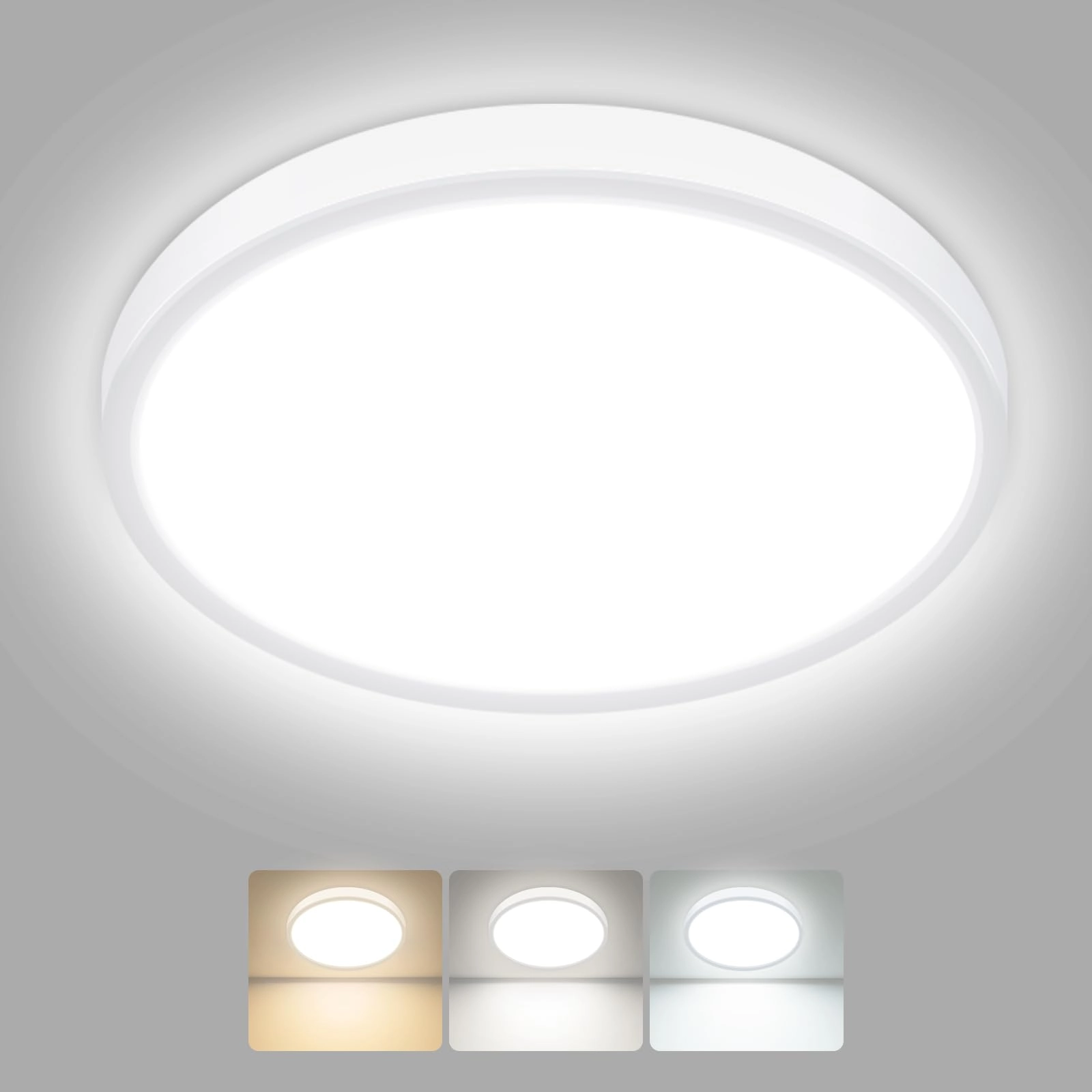 Flush Mount LED Ceiling Light - 3000K 4500K 6000K Dimmable