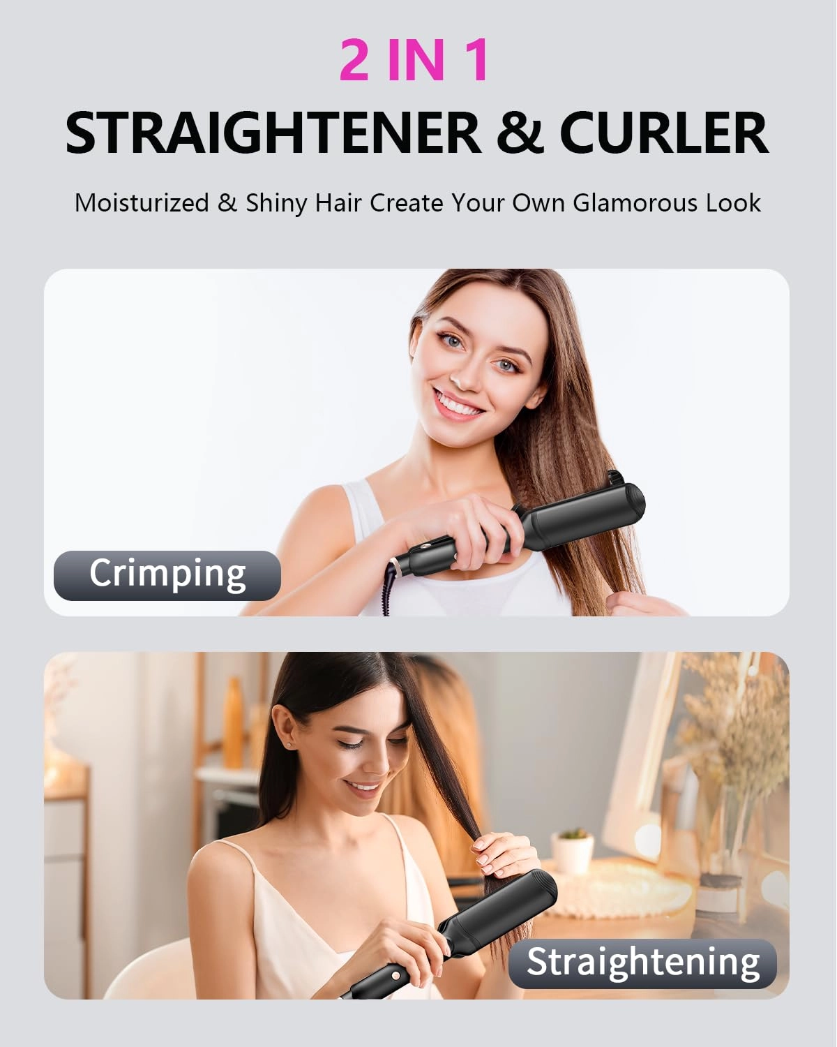 Hair Crimper Waver - 4 Interchangeable Ceramic Plates Auto Temp Control