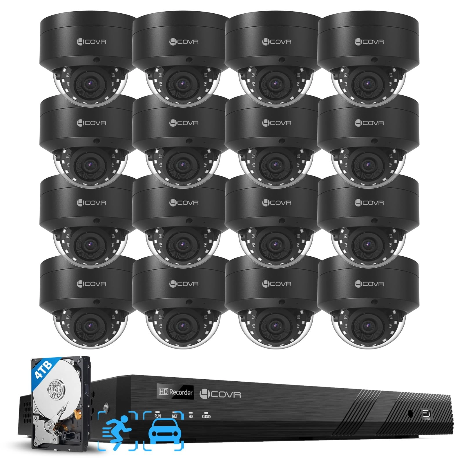 4COVR PoE 4K Security Camera System - 16 channels
