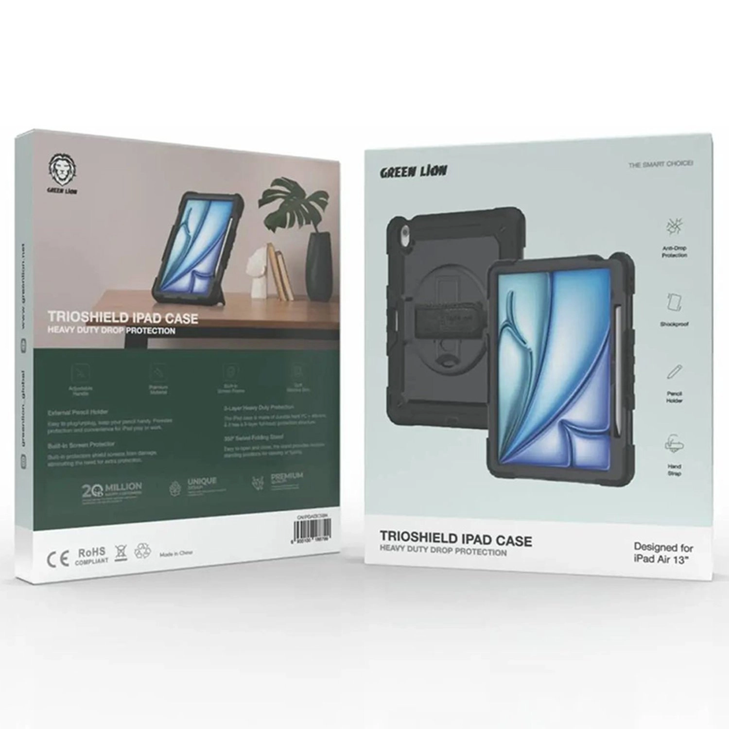 360° Swivel Foldable Stand Case with Pencil Holder for iPad Air 13-inch