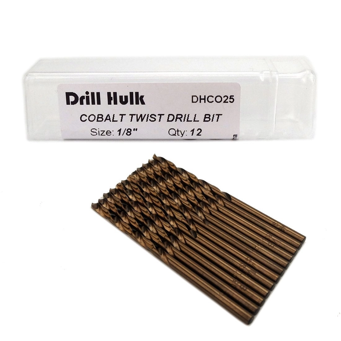 Drill Hulk Twist Drill Bits - Cobalt Steel Pack of 12 1/8-Inch