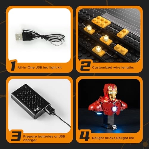 Light for LEGO Iron-Man MK4 Bust 76327 - Plastic